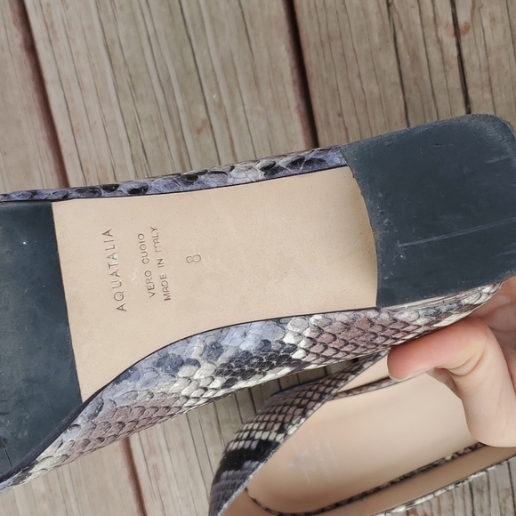 Aquatalia Pasha Pump Snakeskin print Block Heels shoes leather sandals 8 - Picture 12 of 15